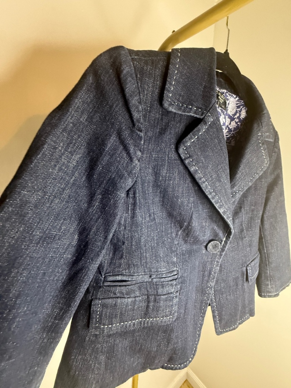 Talbots Dark‎ Wash Denim Blazer | Tailored Chic | Quiet Luxury Petite 2P - Picture 2 of 9